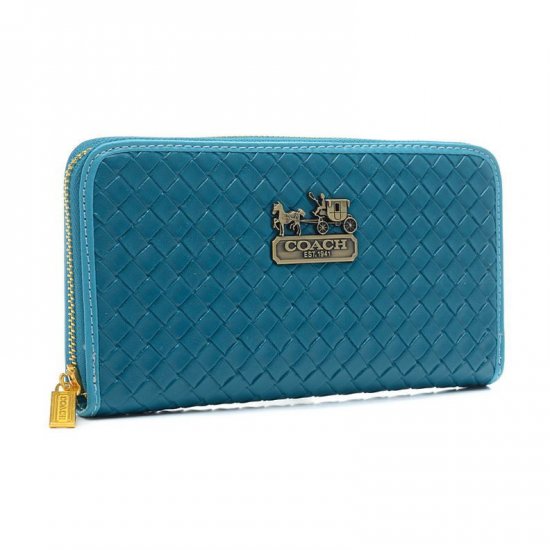 Coach Knitted Logo Large Blue Wallets EGH | Women